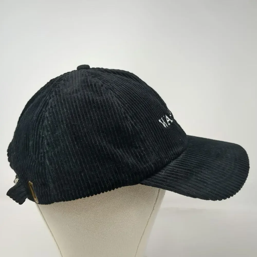 Wallows Black OS Baseball Cap Corduroy Slideback Smiley Face Band Merch Hat